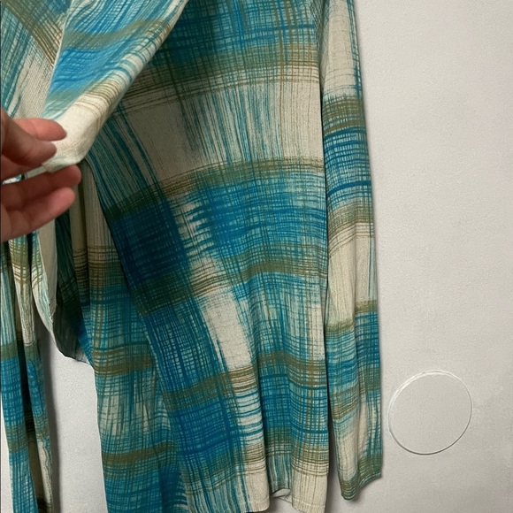 Sparrow Teal and Cream Tie-Front Cardigan - Picture 7 of 7